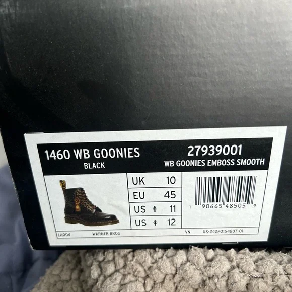 Dr. Martens Black Embossed Leather Combat Boots with Yellow Stitching - Picture 4 of 4